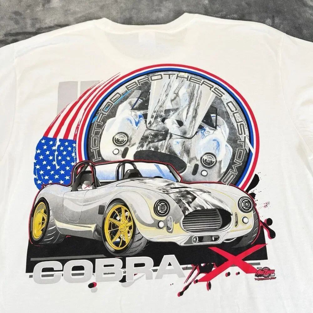 Cobra X Sz L Hot Rod Brothers Customs Patriotic Racing T-Shirt Tee HRB Graphic